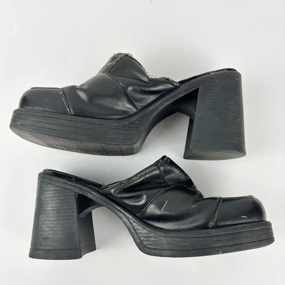 Vintage Bubblegum Patchwork Chunky Heeled Platform Slides 8